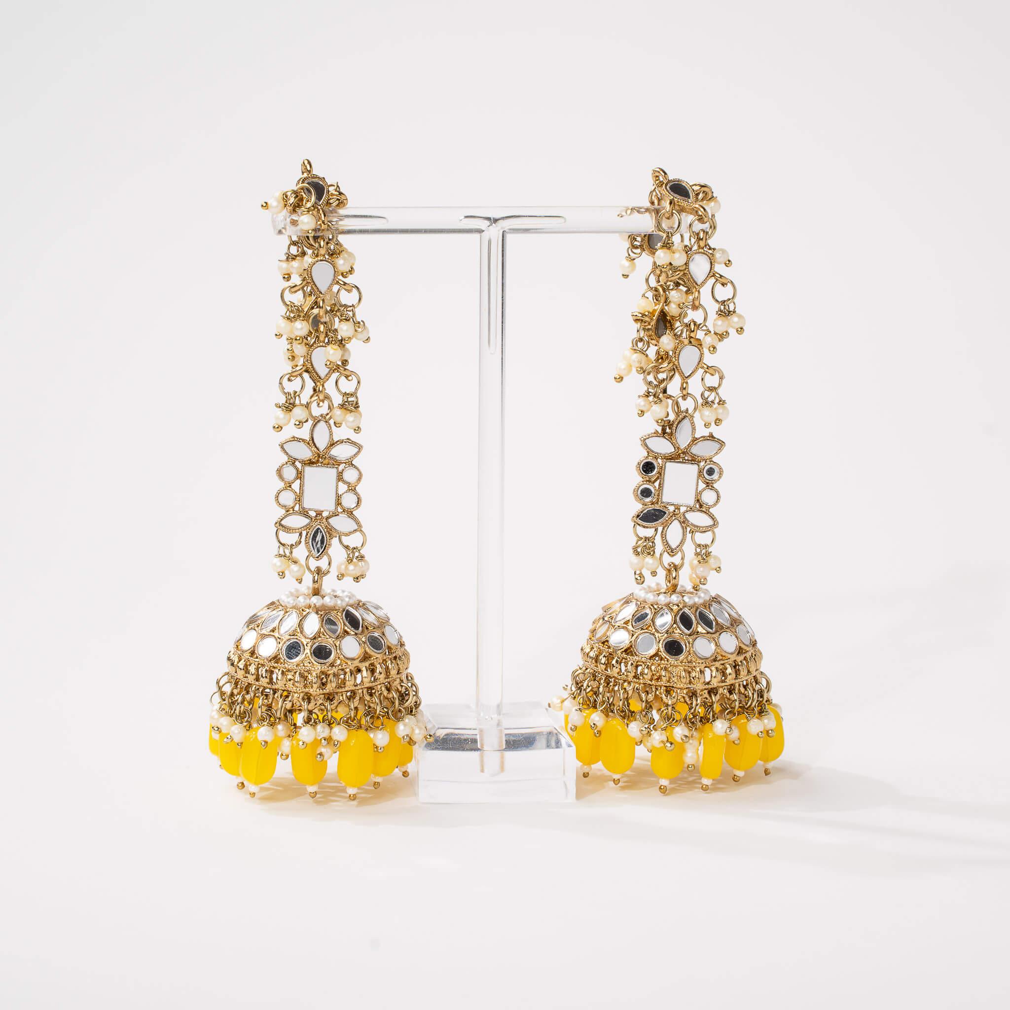 Ameerah Mirror Jhumkie Earrings - MAHARANI