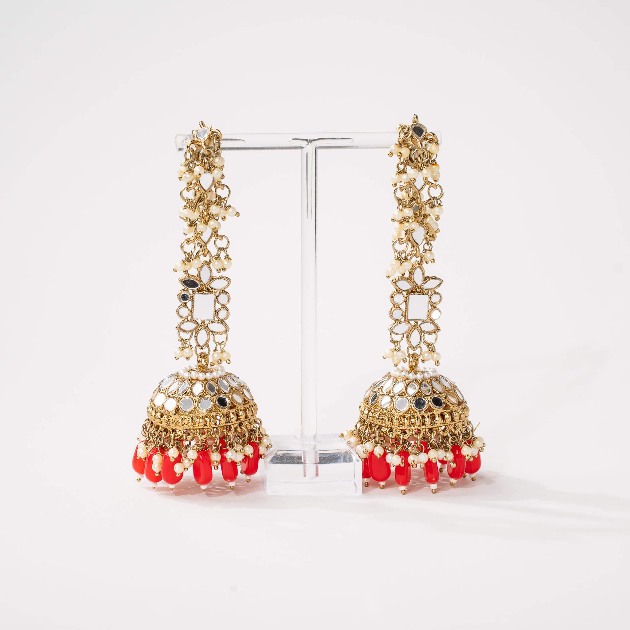 Ameerah Mirror Jhumkie Earrings - MAHARANI