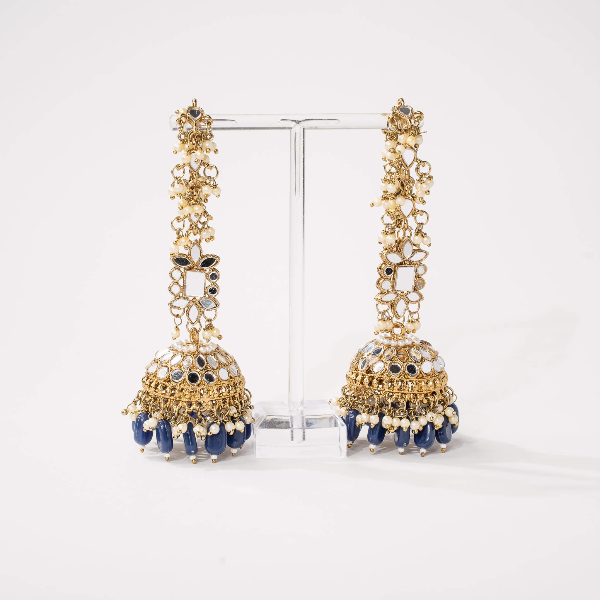 Ameerah Mirror Jhumkie Earrings - MAHARANI