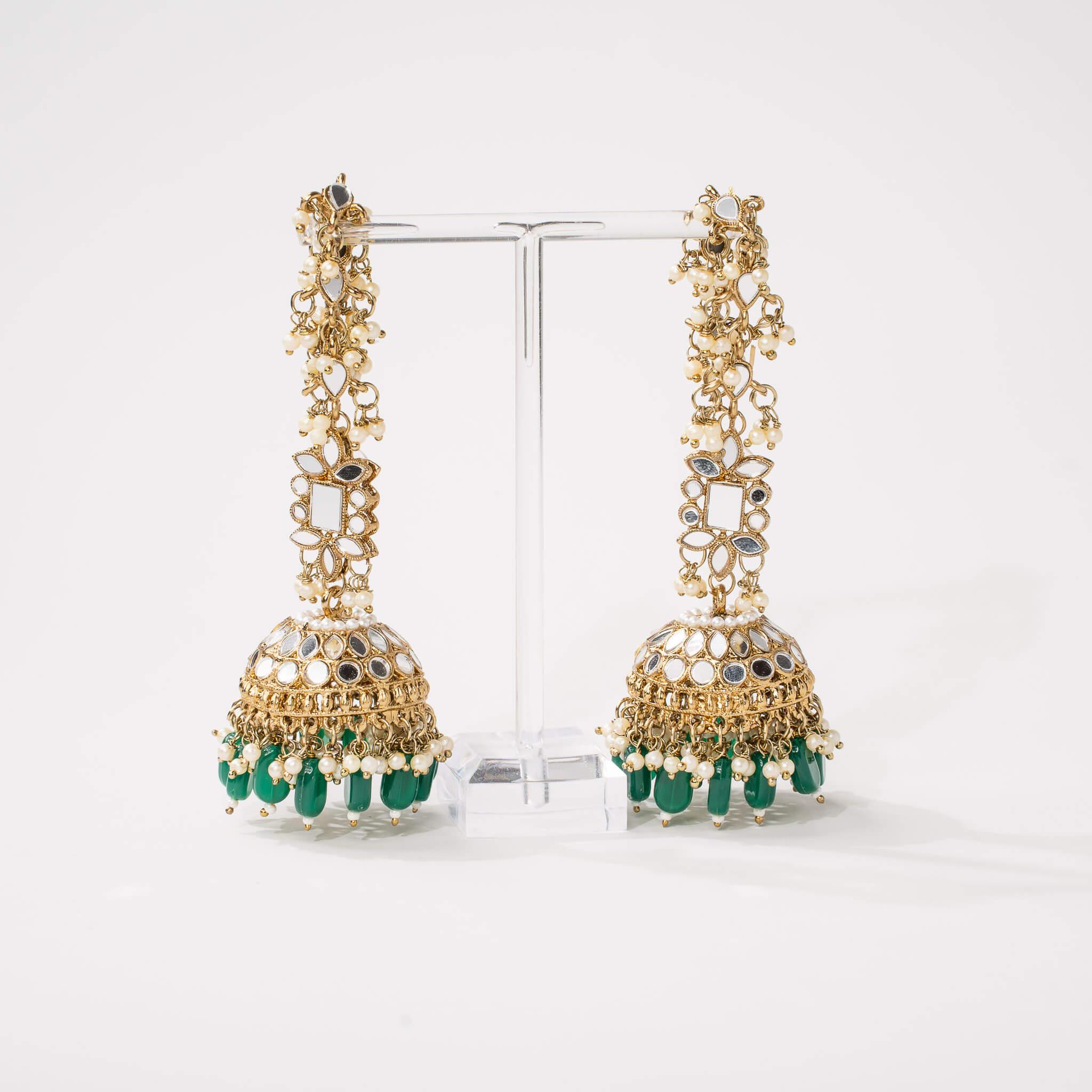 Ameerah Mirror Jhumkie Earrings - MAHARANI