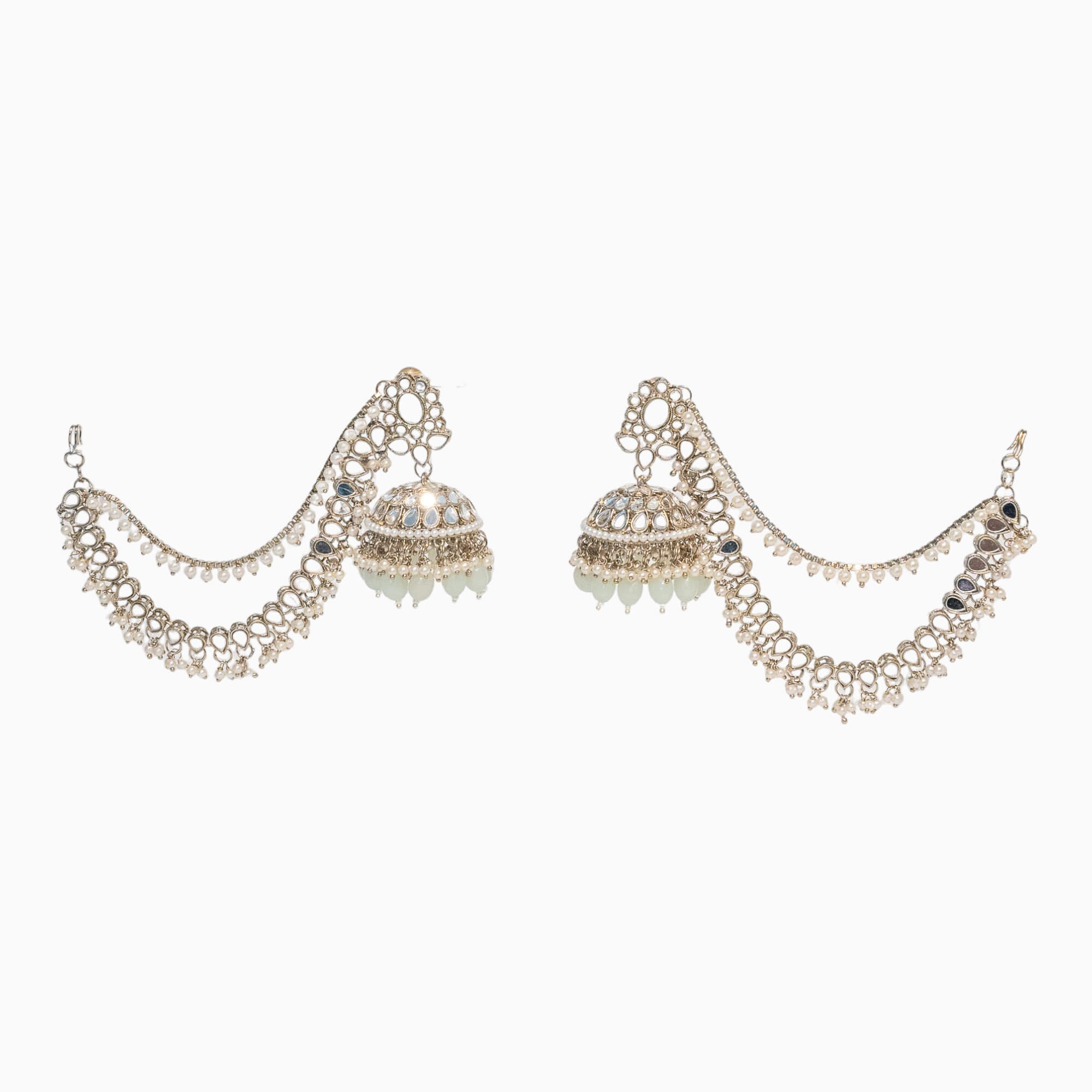 Mirror Jhumkie Earrings with Chain