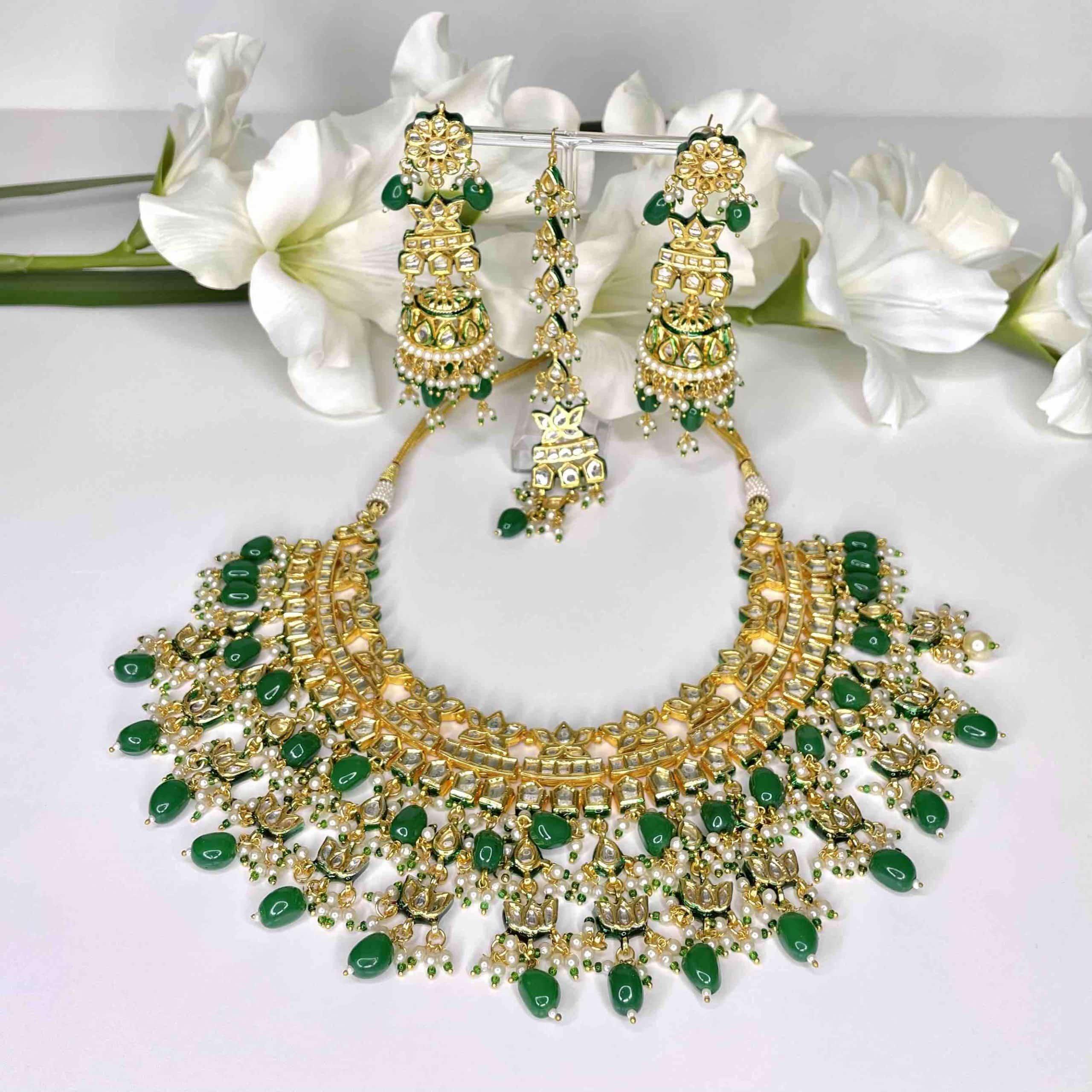 Kundan Set - Bottle Green/Gold - MAHARANI